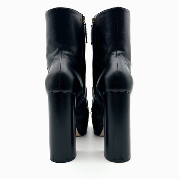 GUCCI Marmont Kiltie Fringe GG Platform Boots Size 39 US 9 Black Leather Ankle - Picture 5 of 12
